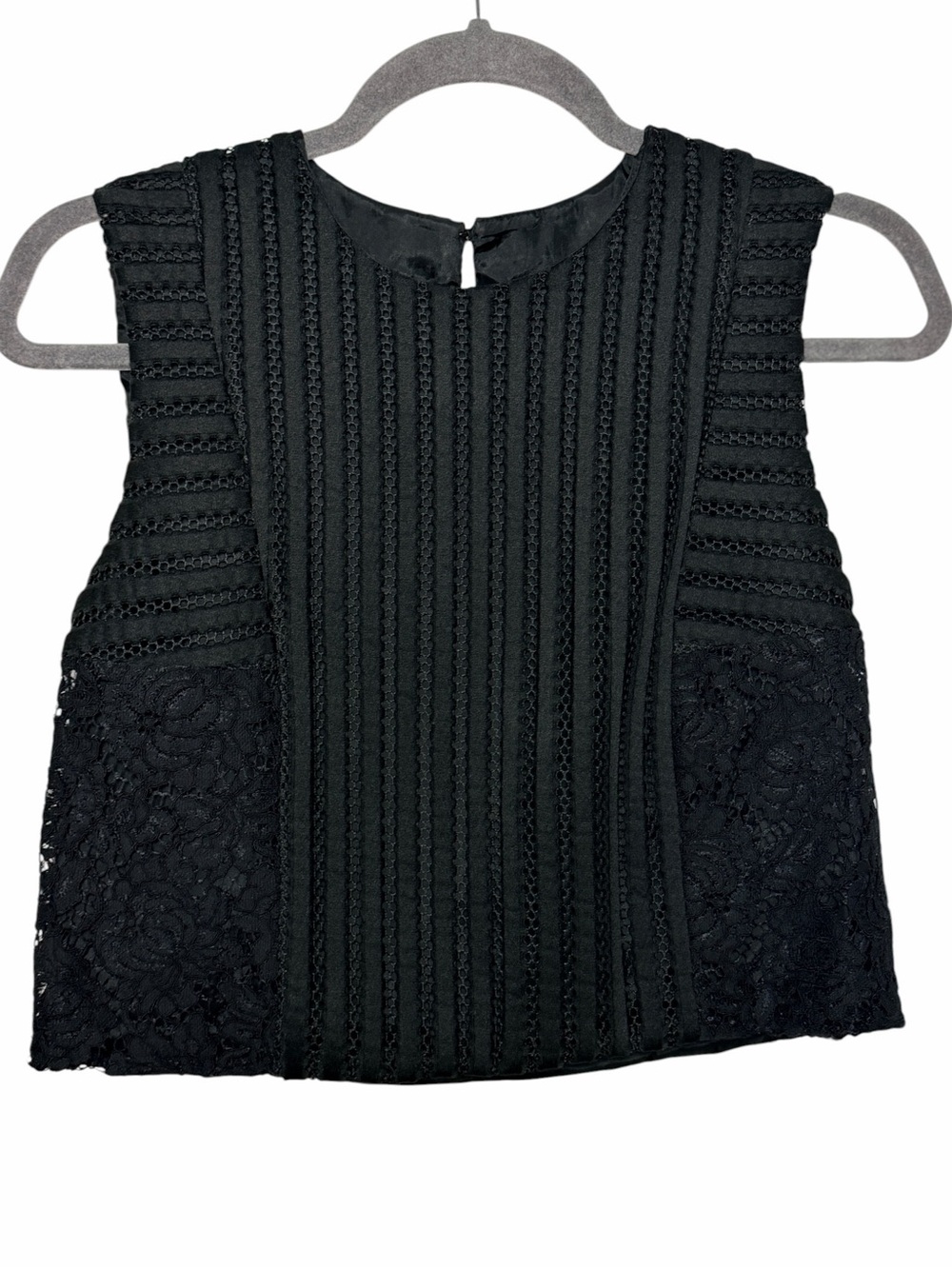 PINKO Black Lace Sheer Sleeveless Crop Top Made in Italy Size 4
